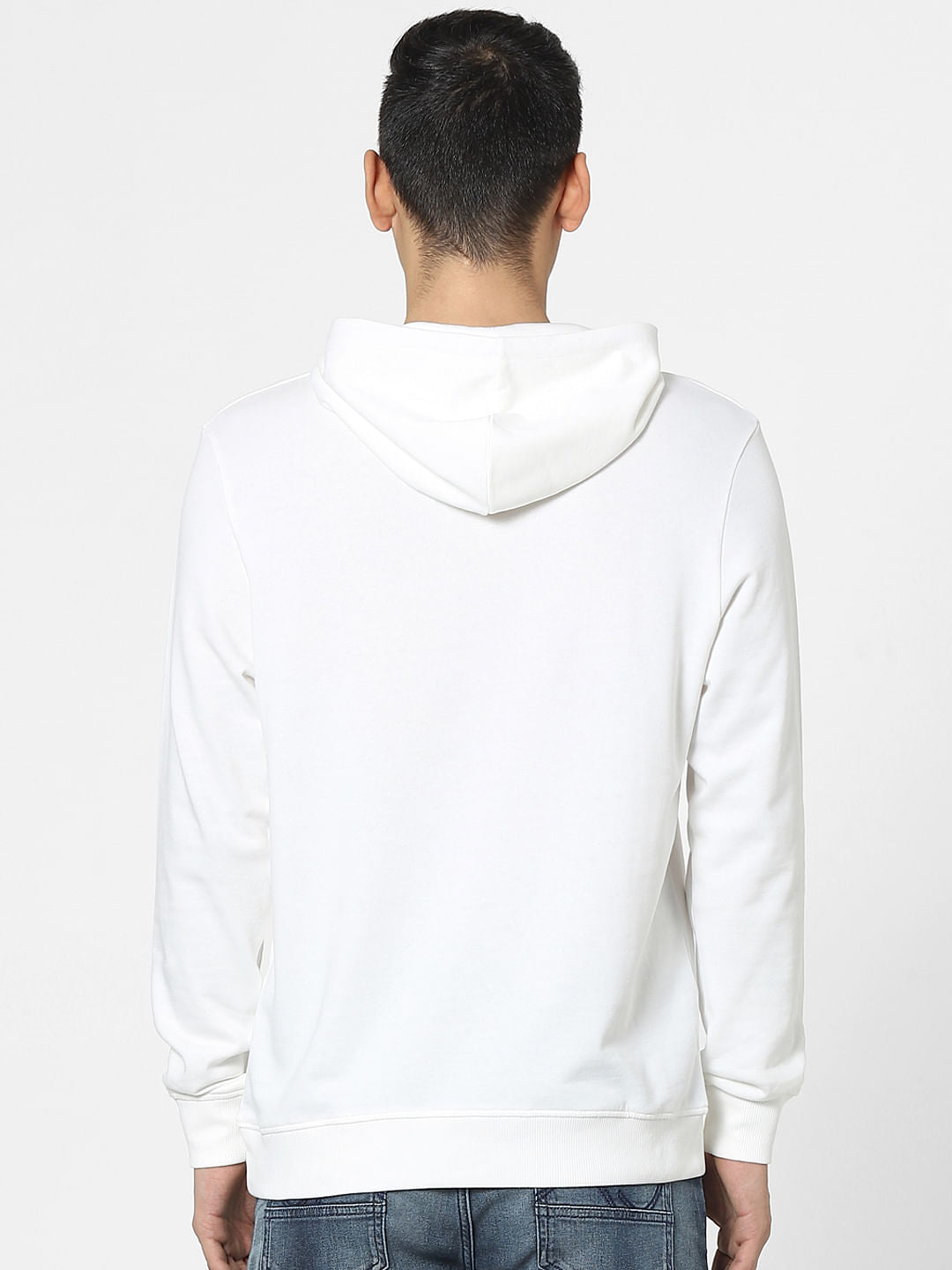 White Graphic Print Hooded Sweatshirt