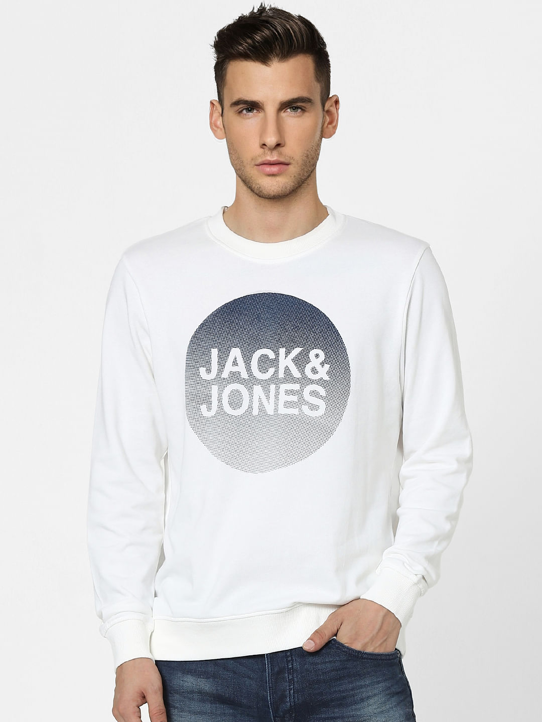 White Graphic Print Sweatshirt