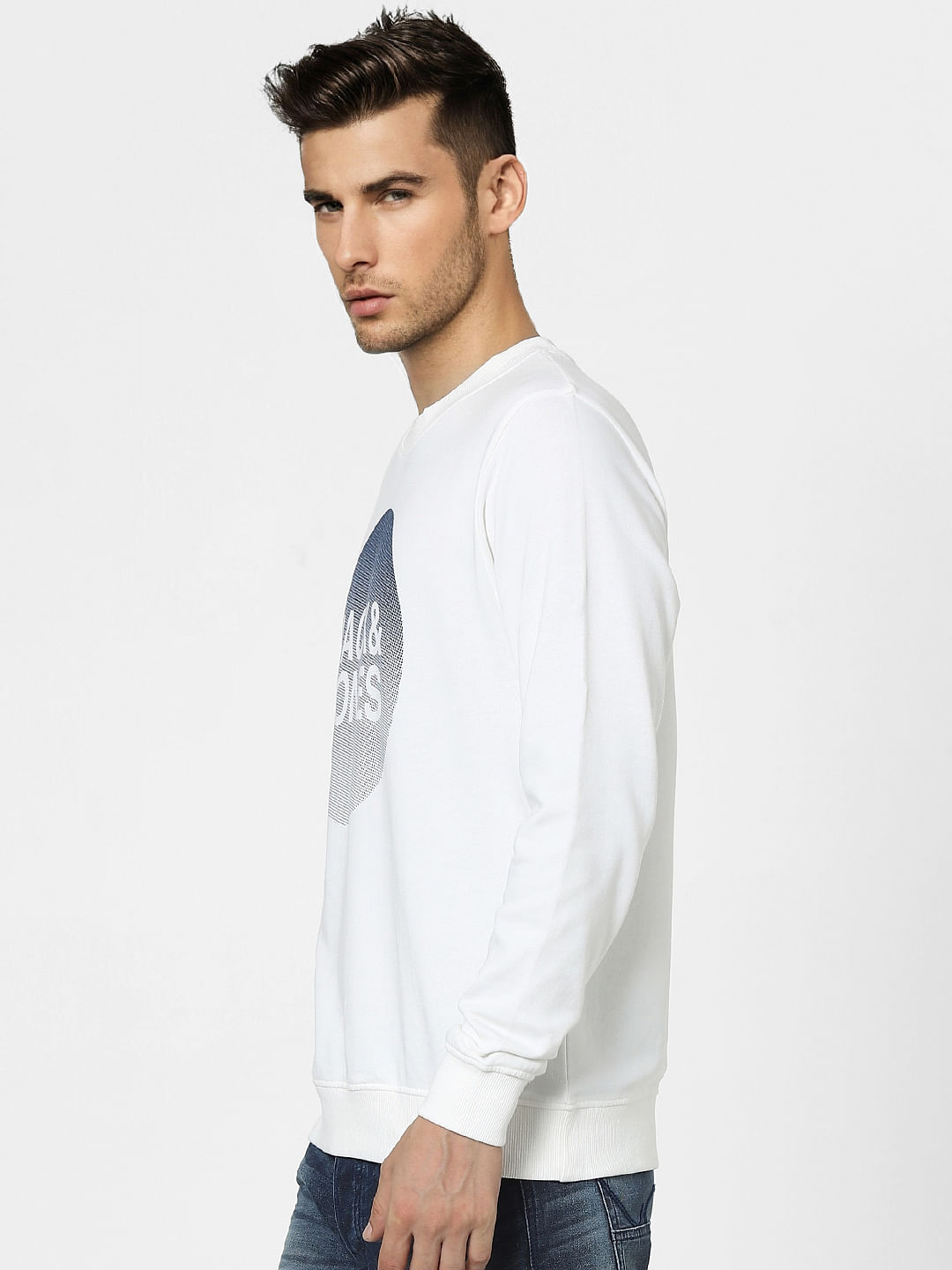 White Graphic Print Sweatshirt