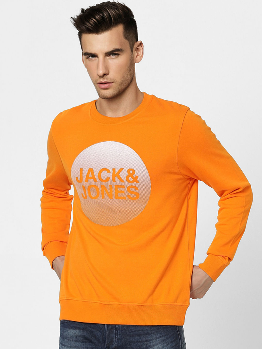 Orange Graphic Print Sweatshirt