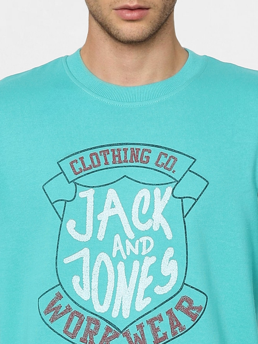 Aqua Blue Graphic Print Sweatshirt