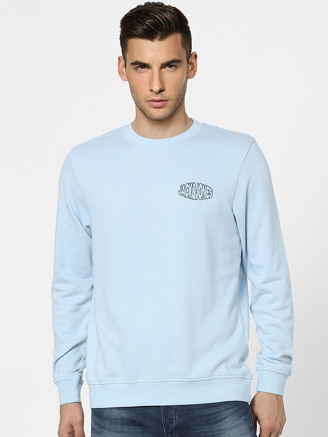 Light Blue Graphic Print Sweatshirt