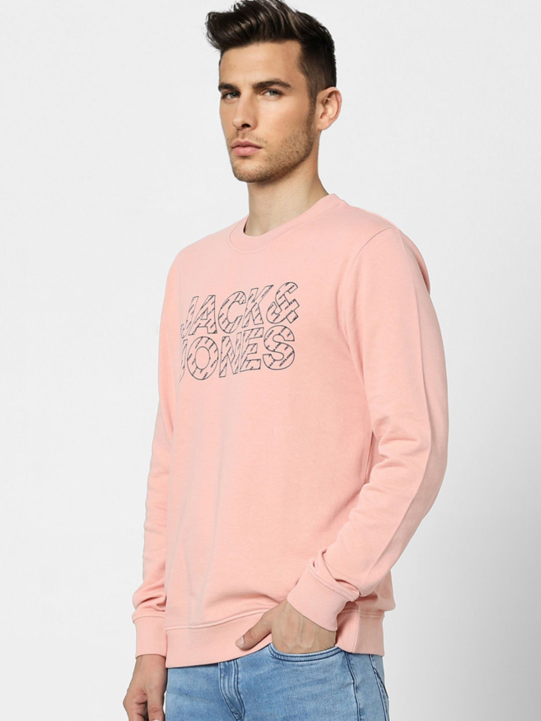 Peach Graphic Print Sweatshirt
