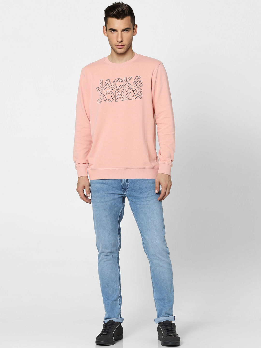 Peach Graphic Print Sweatshirt