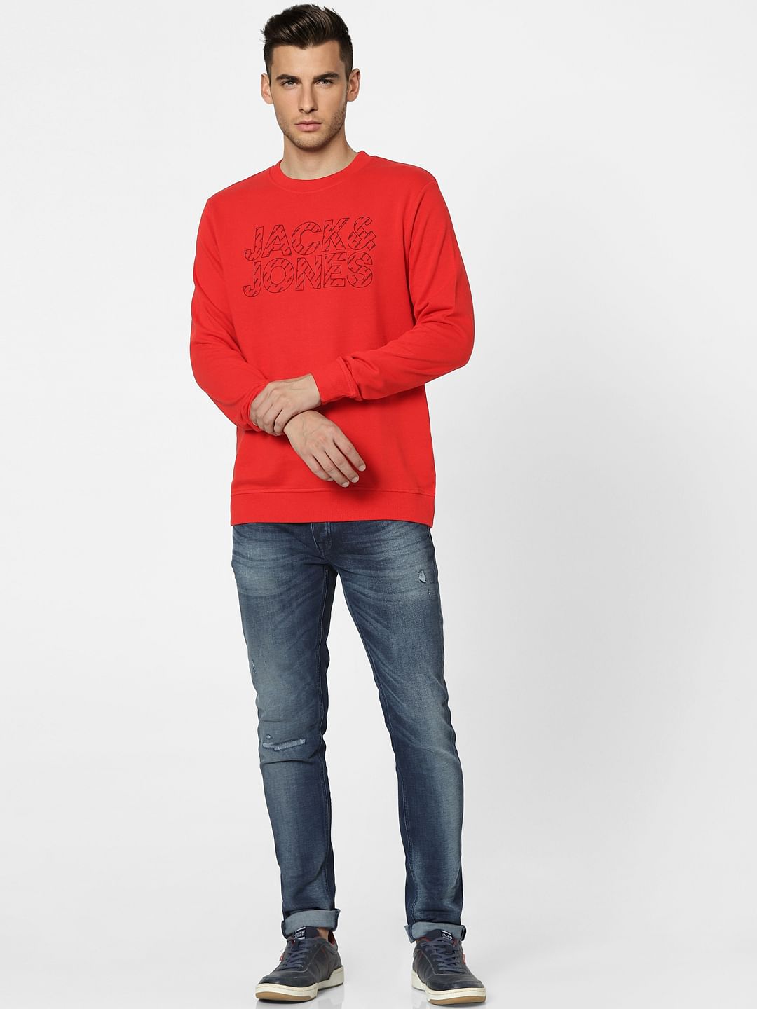 Red Graphic Print Sweatshirt