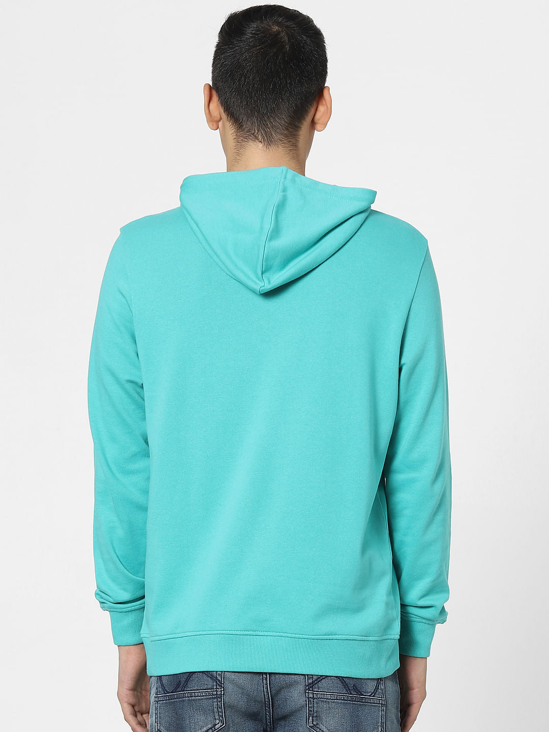 Blue Graphic Print Hooded Sweatshirt