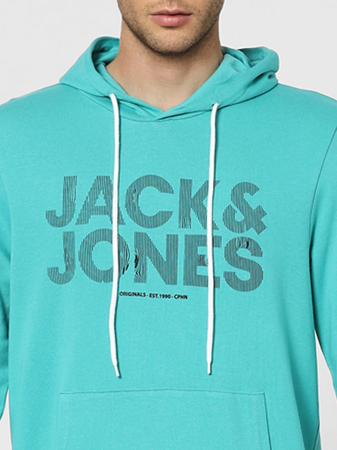 Blue Graphic Print Hooded Sweatshirt