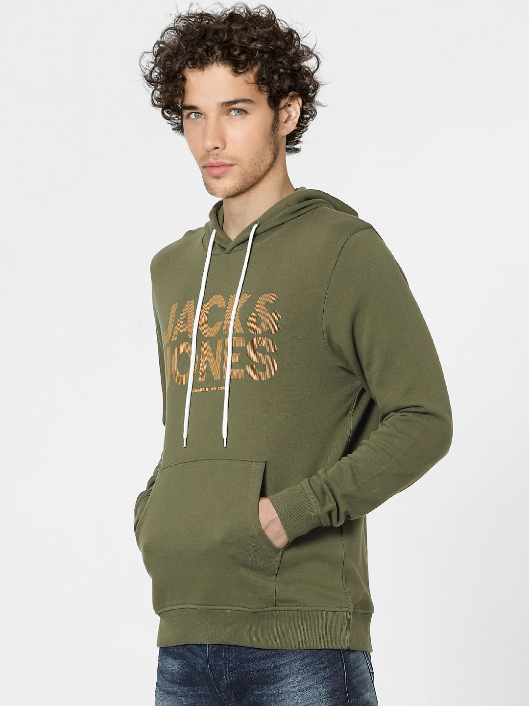 Green Graphic Print Hooded Sweatshirt