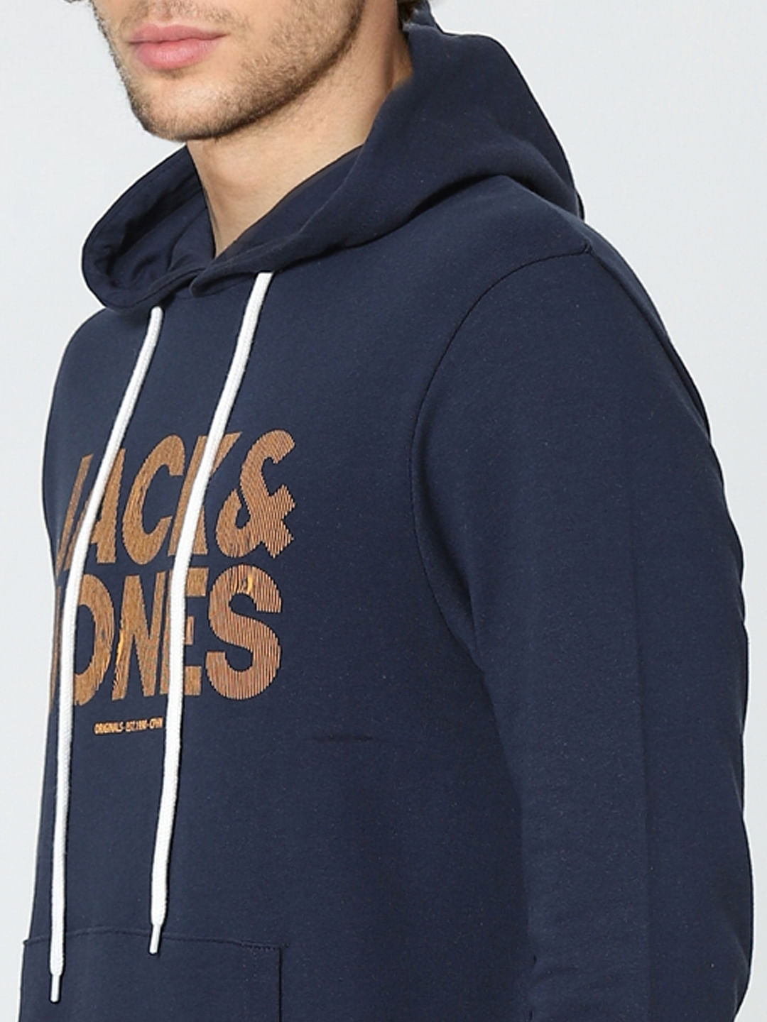 Navy Blue Graphic Print Hooded Sweatshirt