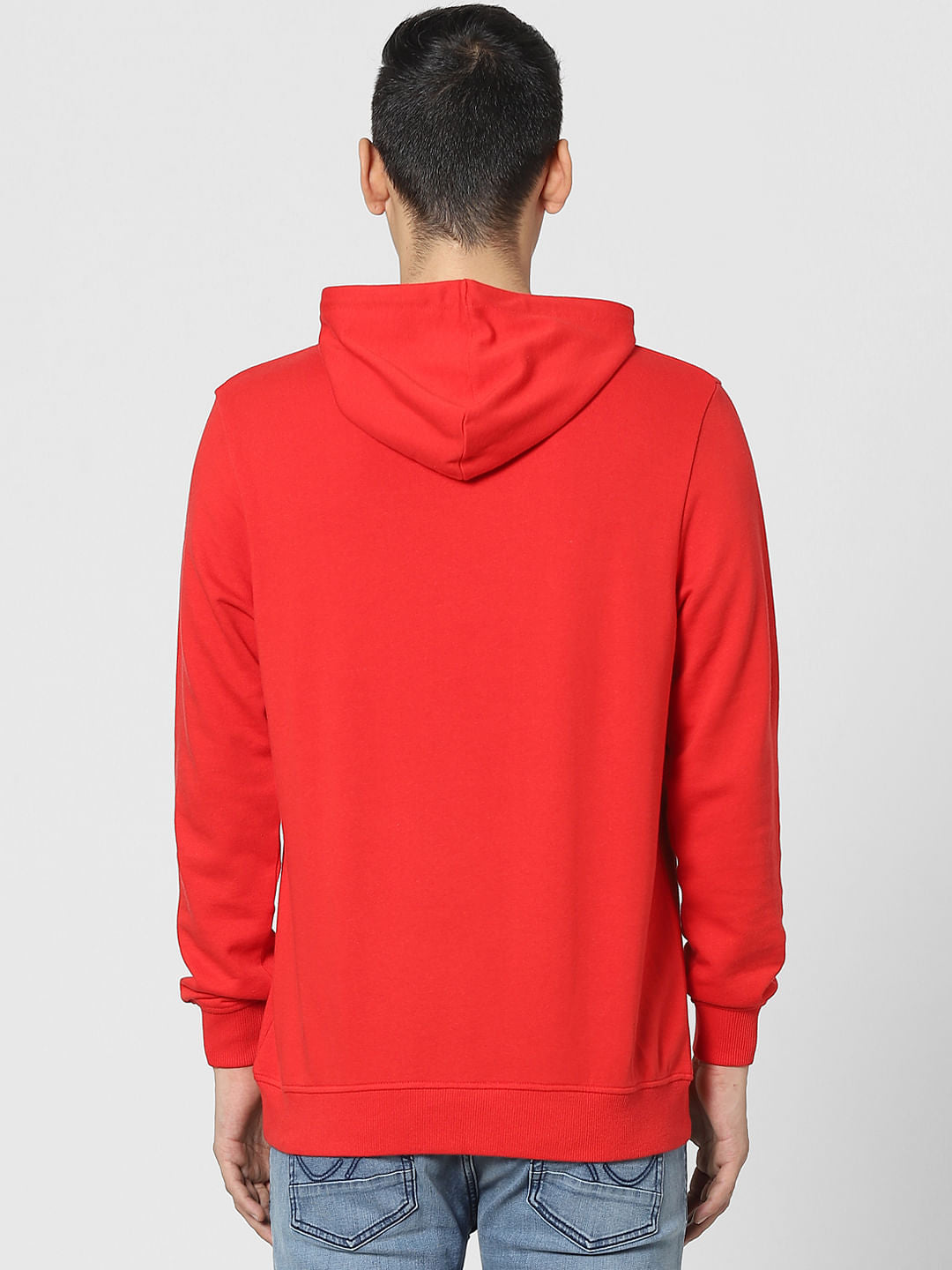 Red Graphic Print Hooded Sweatshirt
