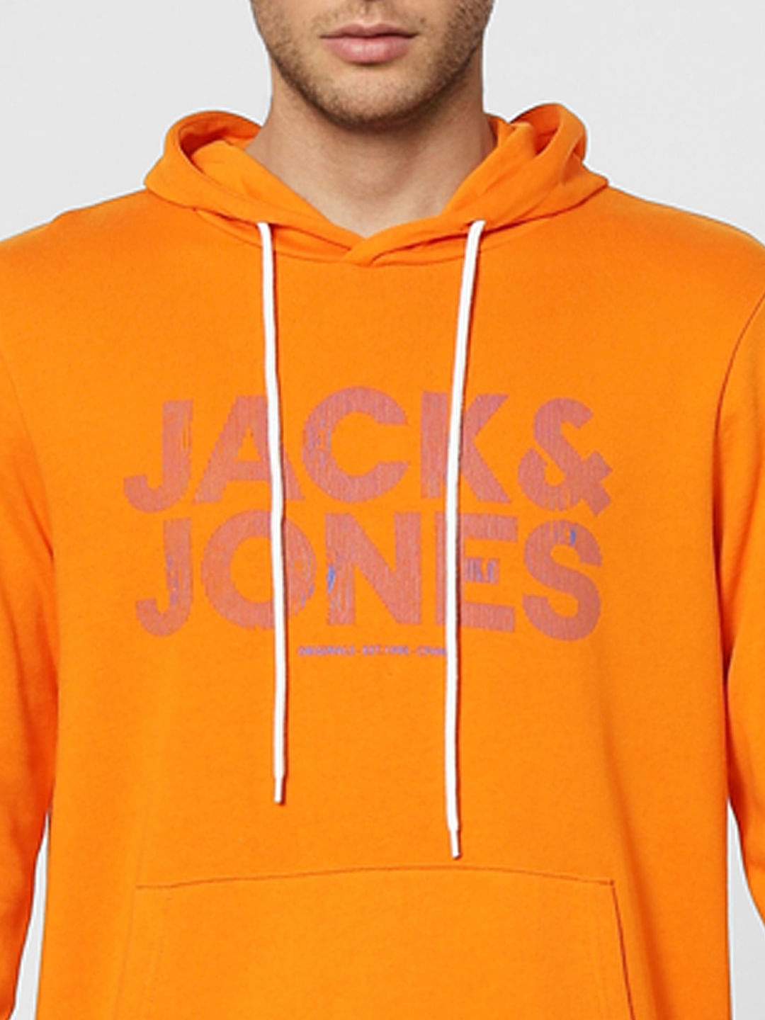 Orange Graphic Print Hooded Sweatshirt
