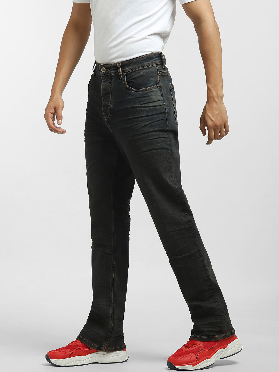 Dark Blue High Rise Bootcut Jeans