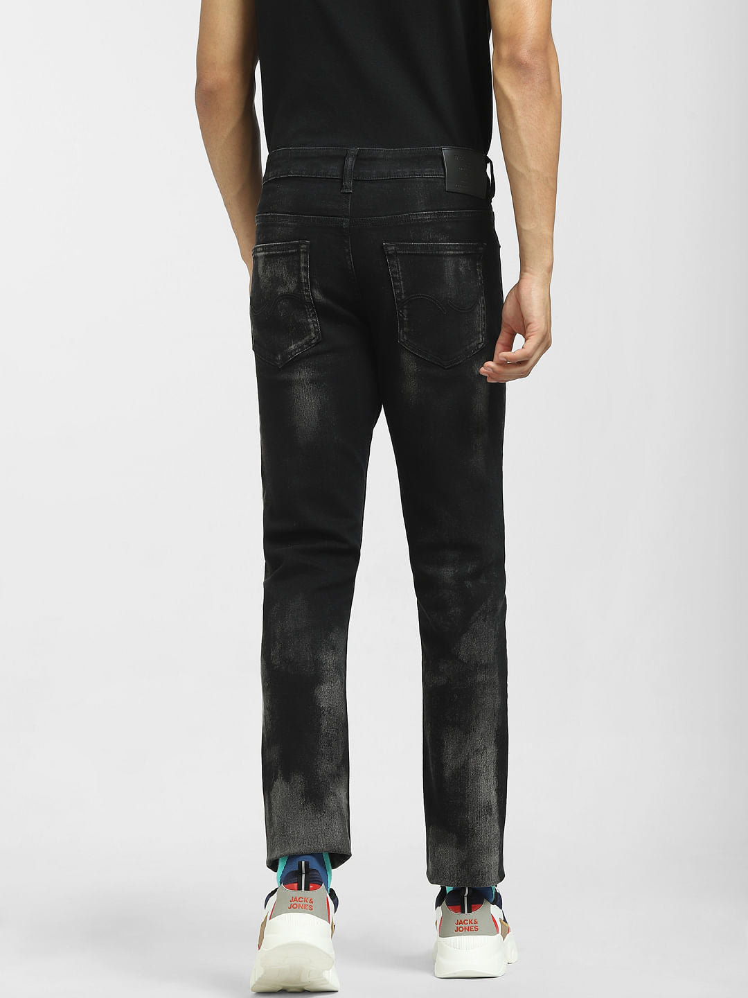 Black Low Rise Faded Glenn Slim Jeans