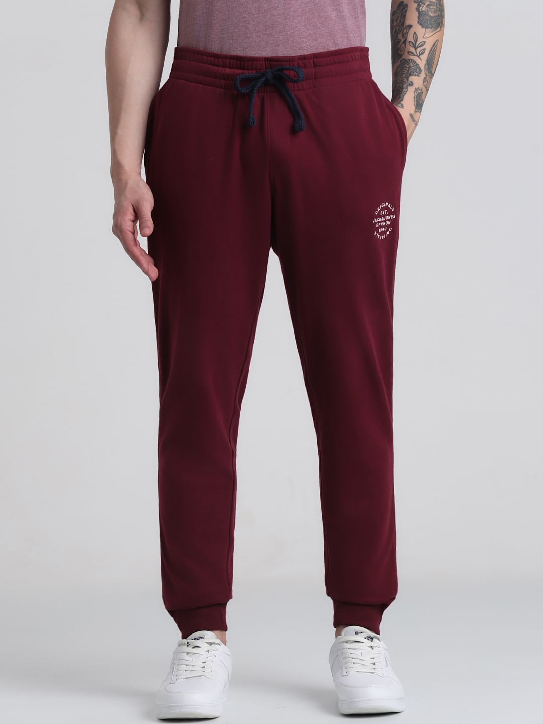 Maroon Mid Rise Knitted Sweatpants