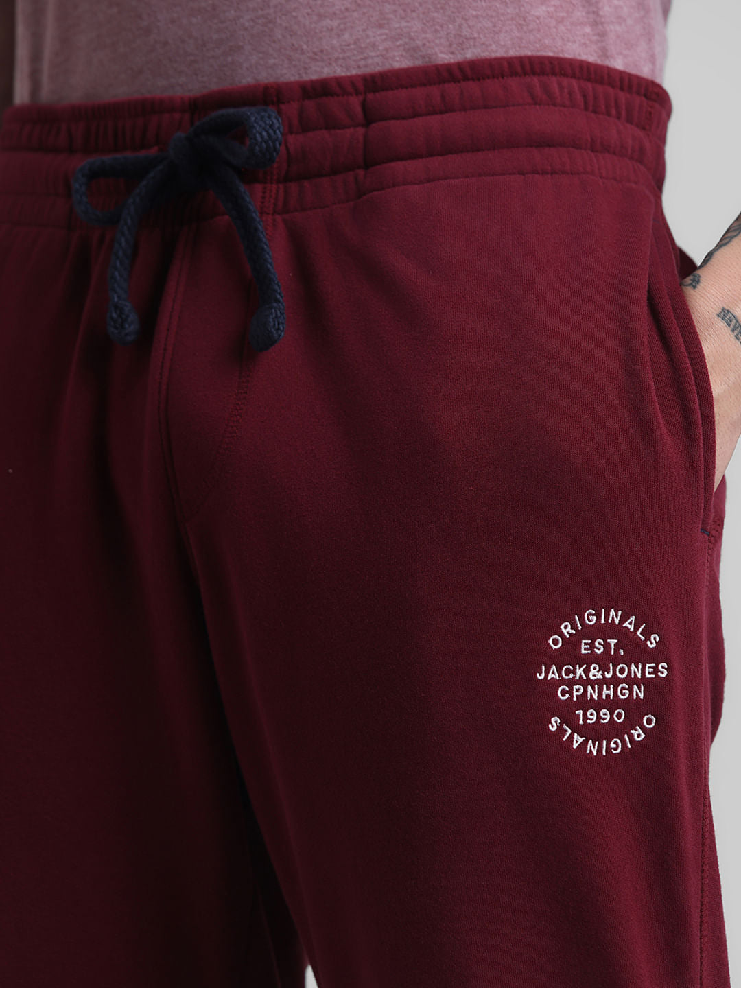Maroon Mid Rise Knitted Sweatpants