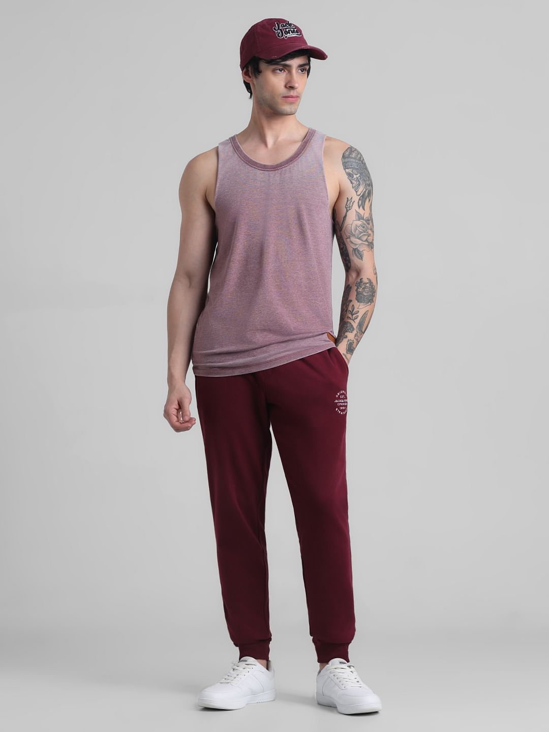 Maroon Mid Rise Knitted Sweatpants