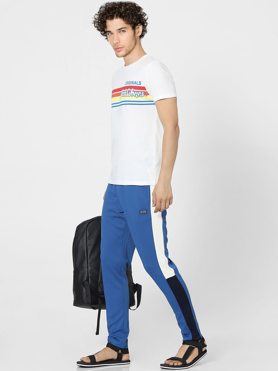 Blue Colourblocked Sweatpants