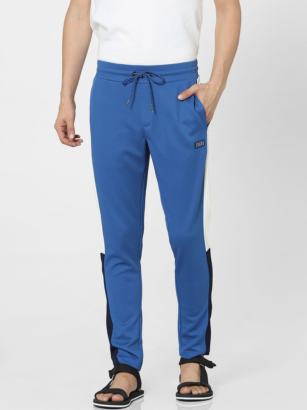 Blue Colourblocked Sweatpants