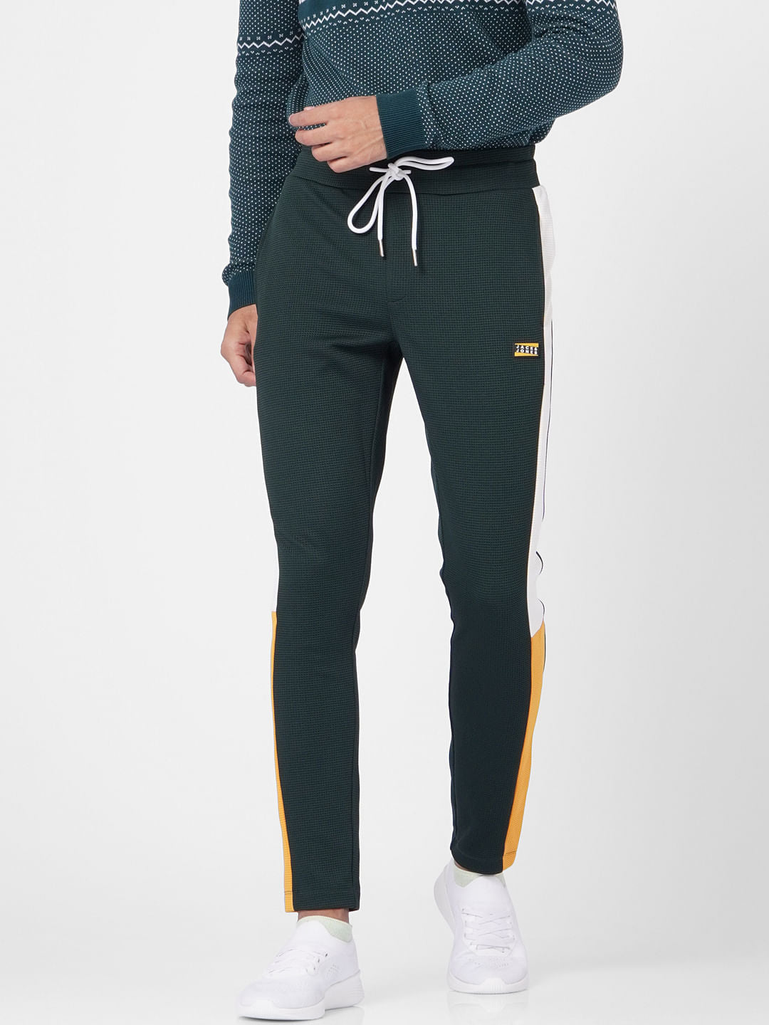 Green Colourblocked Sweatpants