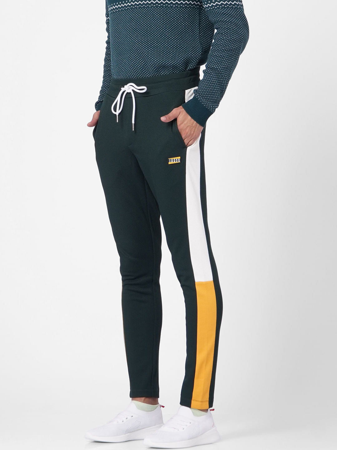Green Colourblocked Sweatpants