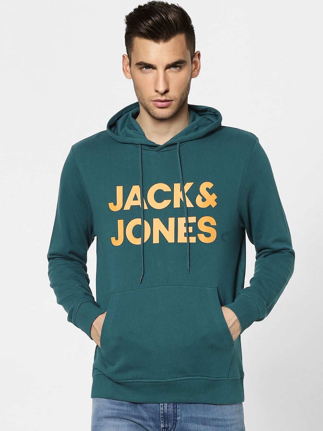Green Logo Print Hooded Sweatshirt