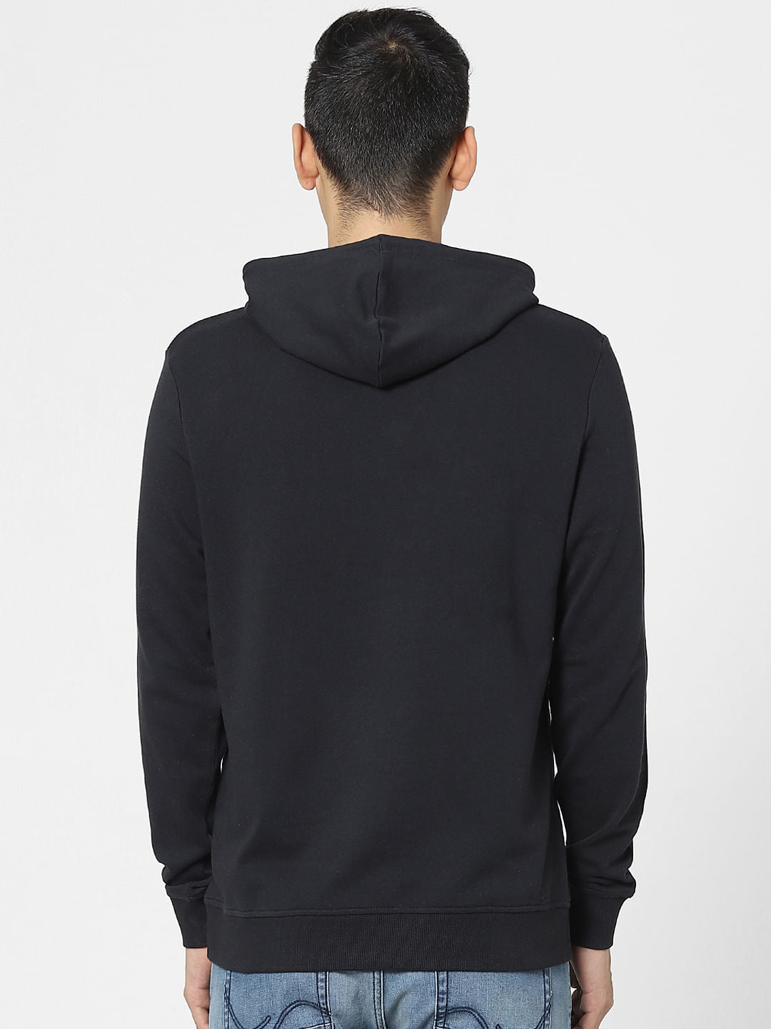 Black Logo Print Hooded Sweatshirt