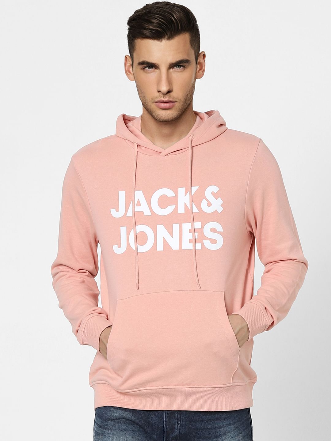 Peach Logo Print Hooded Sweatshirt