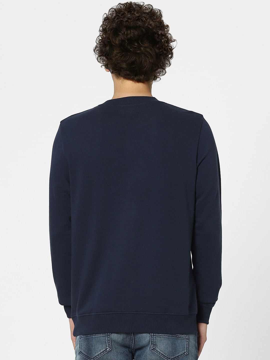 Navy Blue Logo Print Sweatshirt