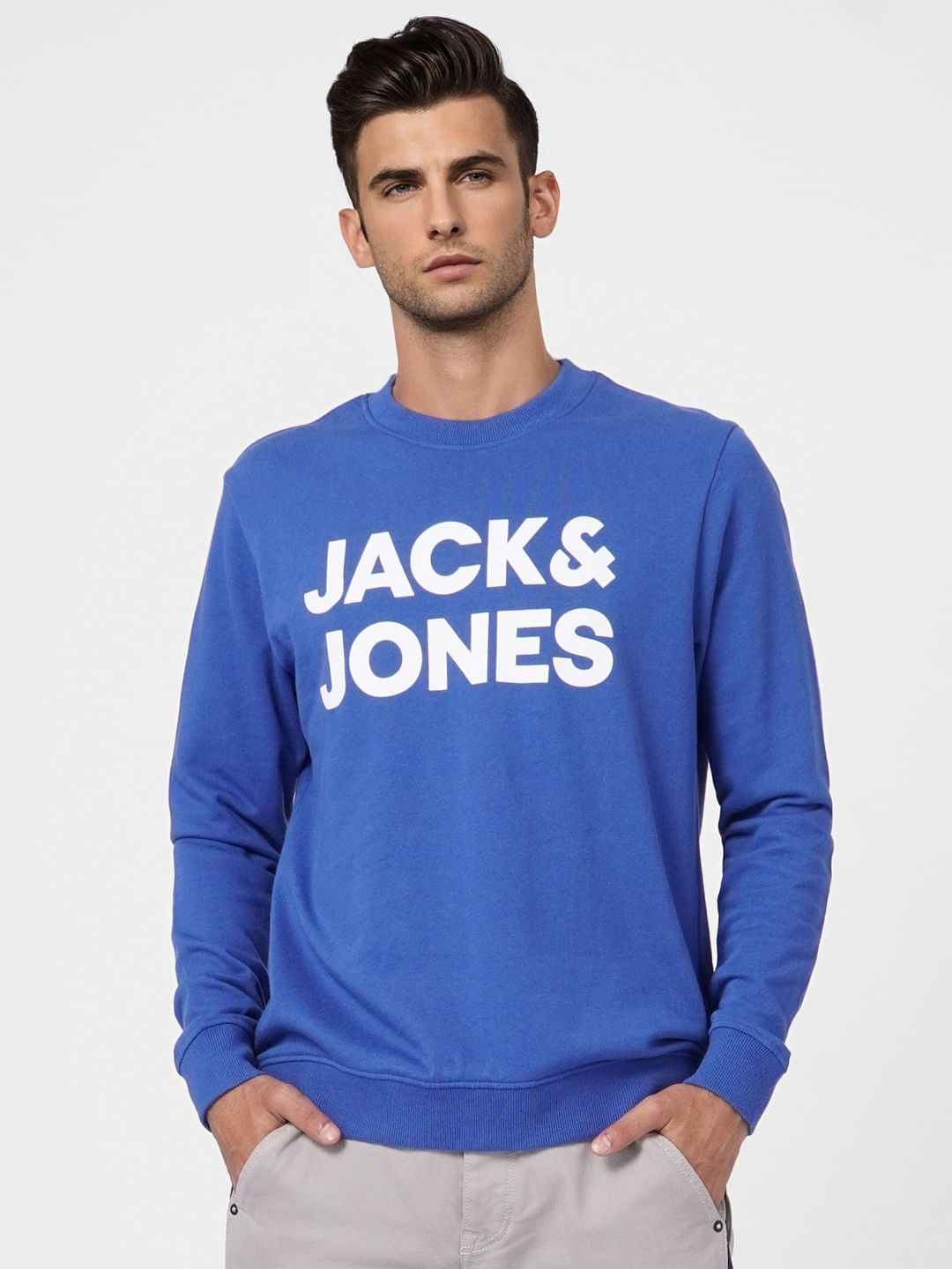 Blue Logo Print Sweatshirt