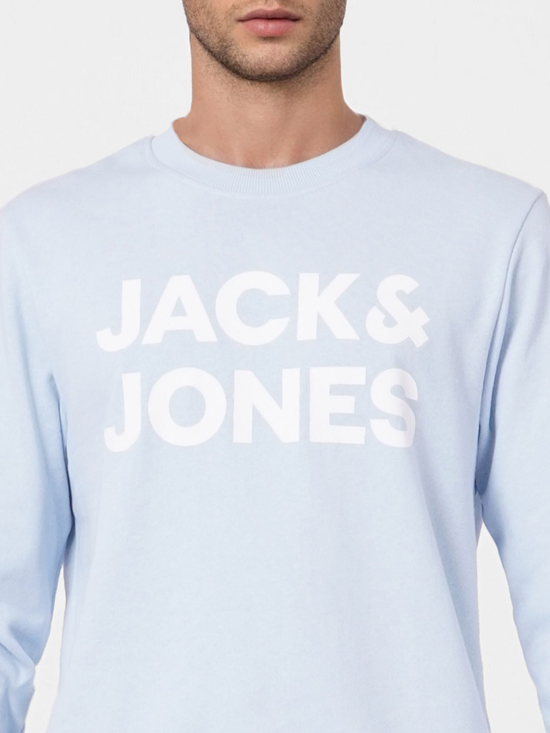 Light Blue Logo Print Sweatshirt