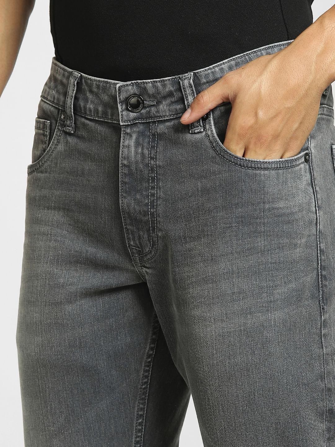 Grey Low Rise Glenn Slim Fit Jeans