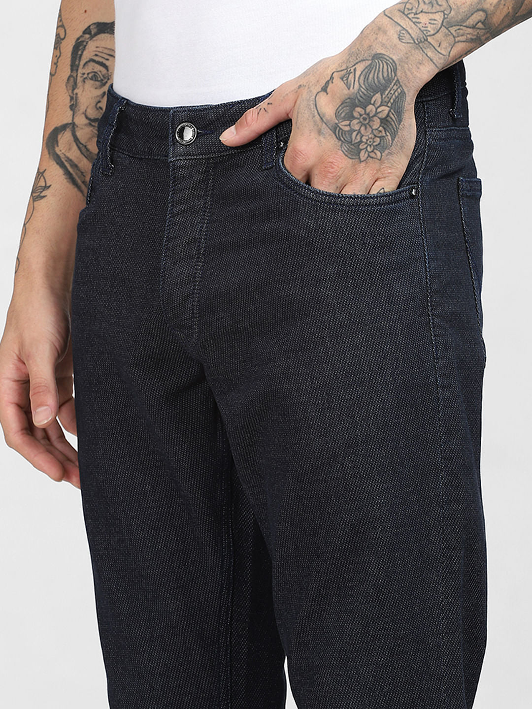 Dark Blue Mid Rise Clark Regular Jeans