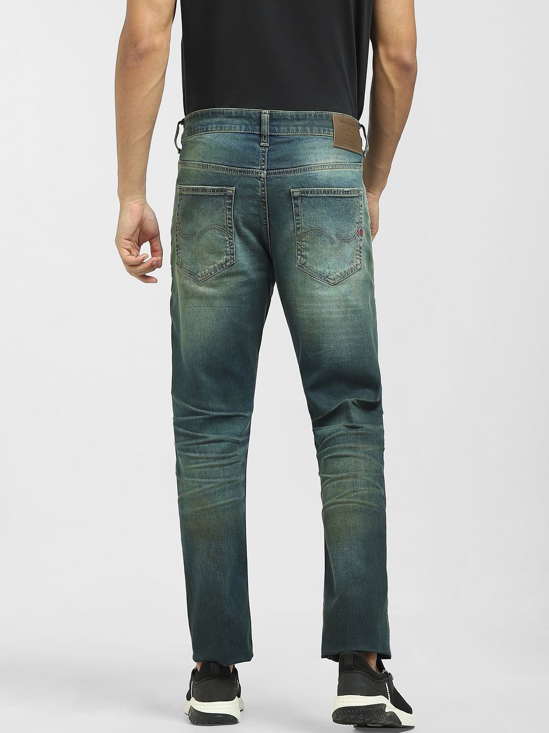 Blue Low Rise Distressed Glenn Slim Jeans