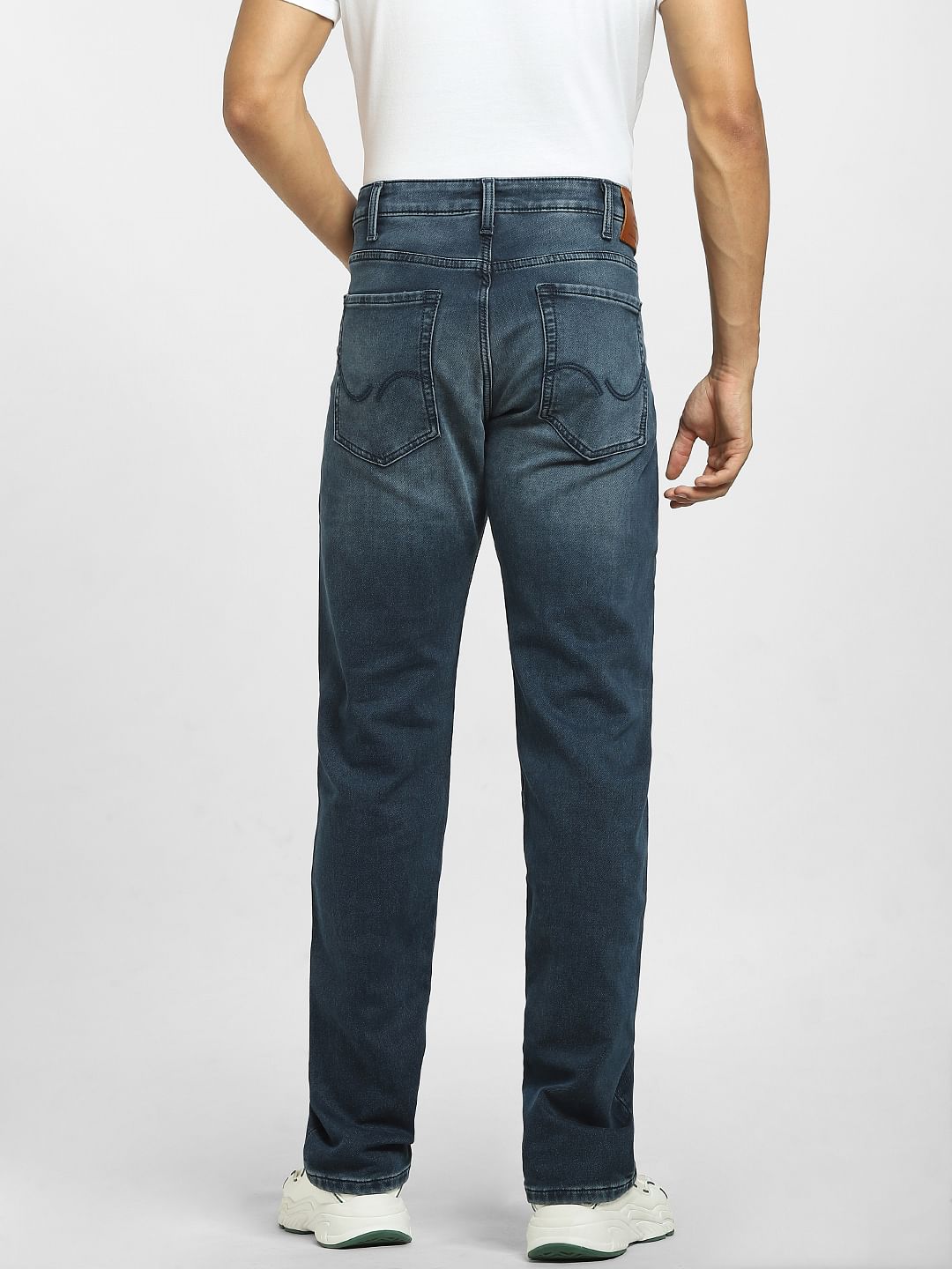 Dark Blue Mid Rise Clark Regular Fit Jeans