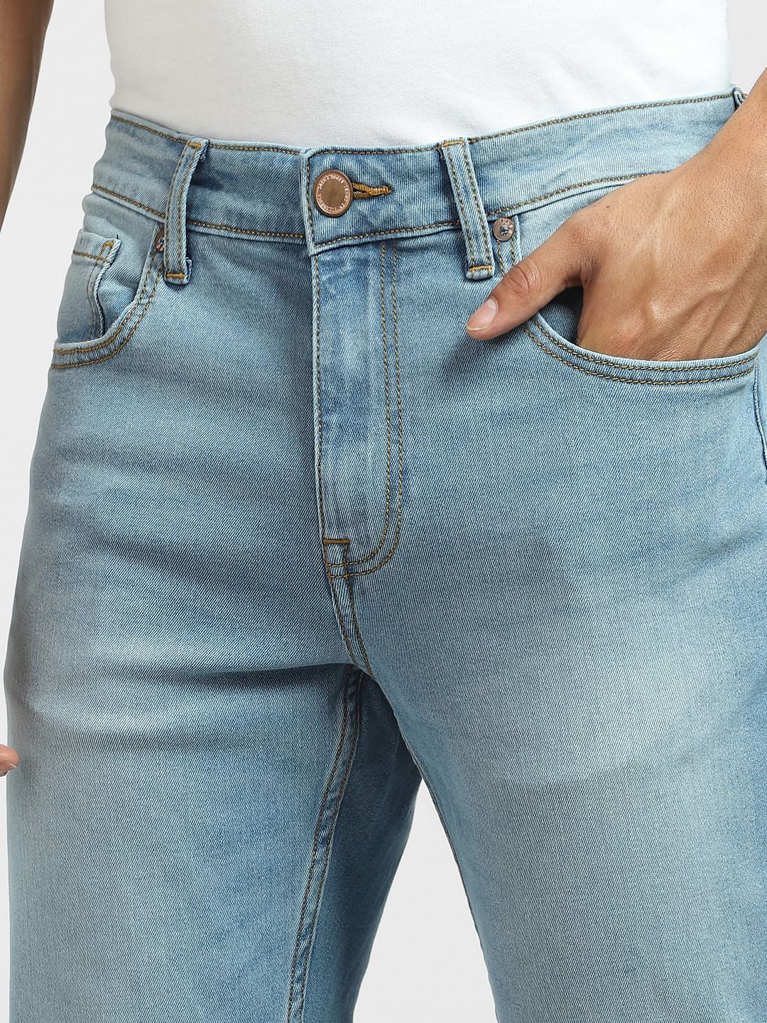 Light Blue Low Rise Washed Glenn Slim Jeans