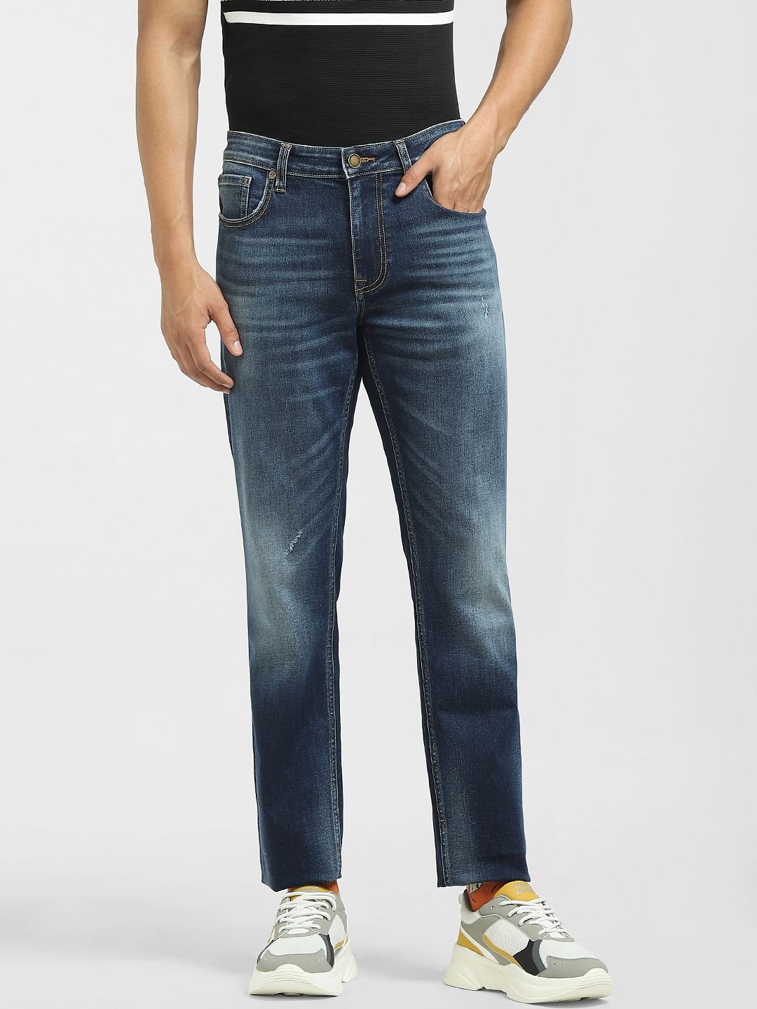 Blue Low Rise Washed Glenn Slim Jeans
