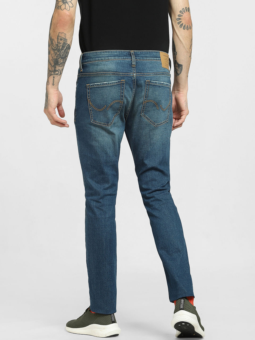 Blue Low Rise Distressed Liam Skinny Jeans