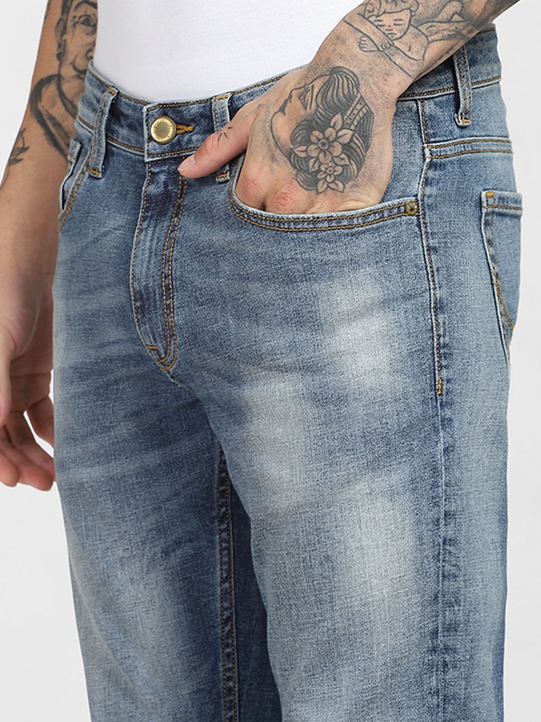 Light Blue Low Rise Faded Slim Jeans