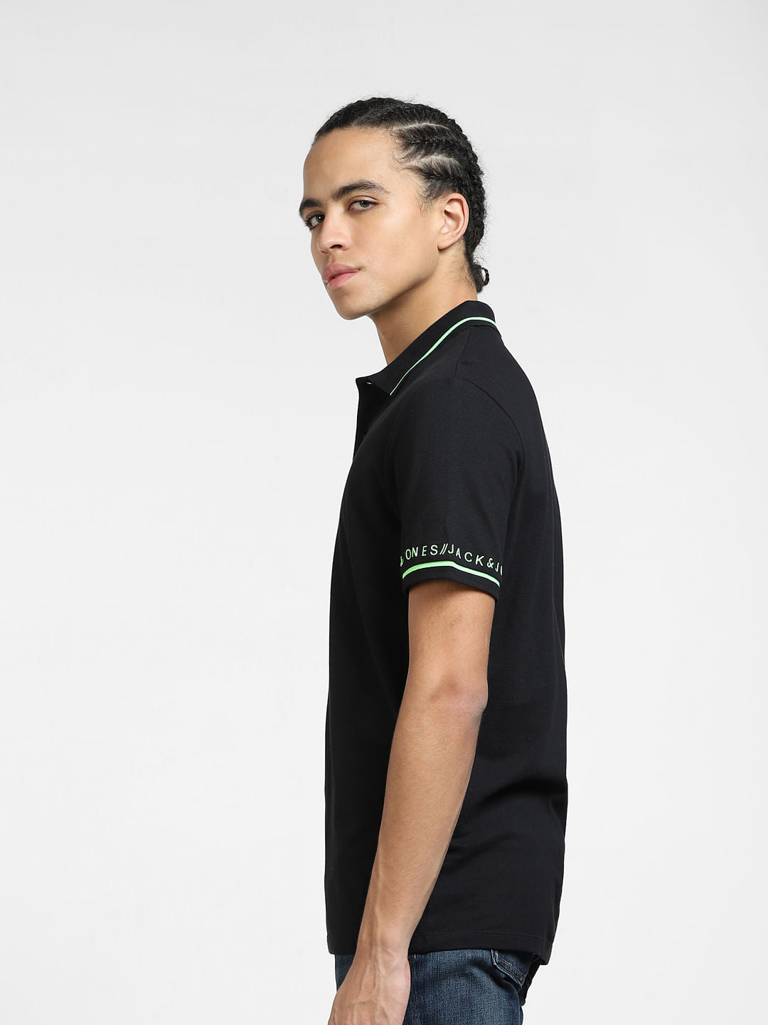 Black Logo Print Polo T-shirt