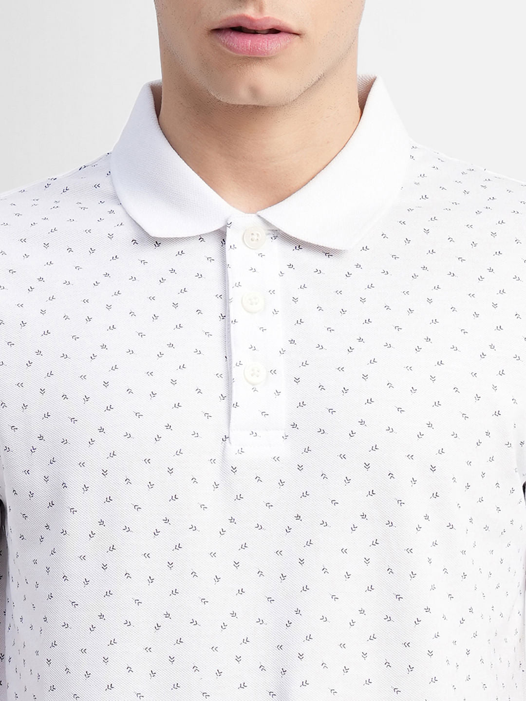 White Printed Polo Neck T-shirt