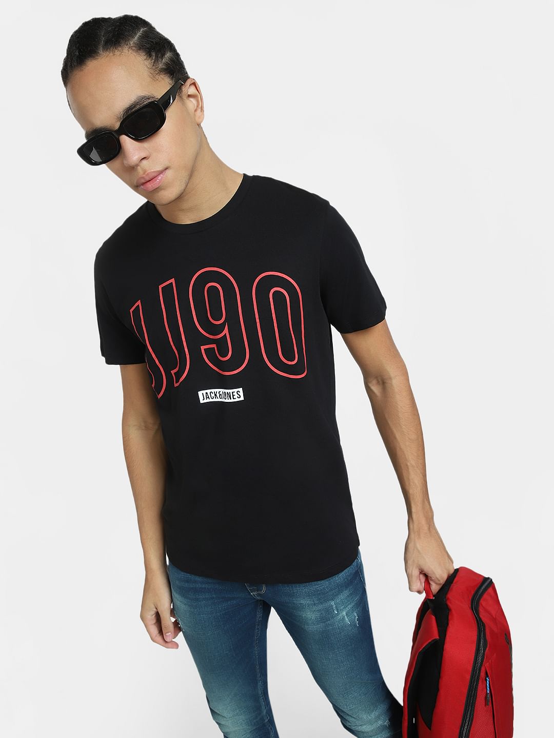 Black Logo Print Crew Neck T-shirt