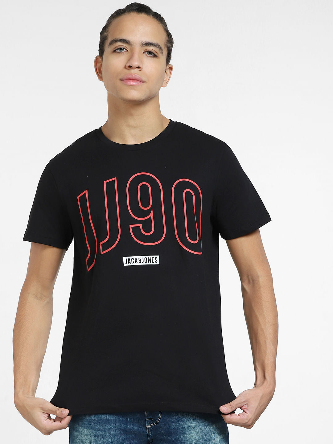 Black Logo Print Crew Neck T-shirt