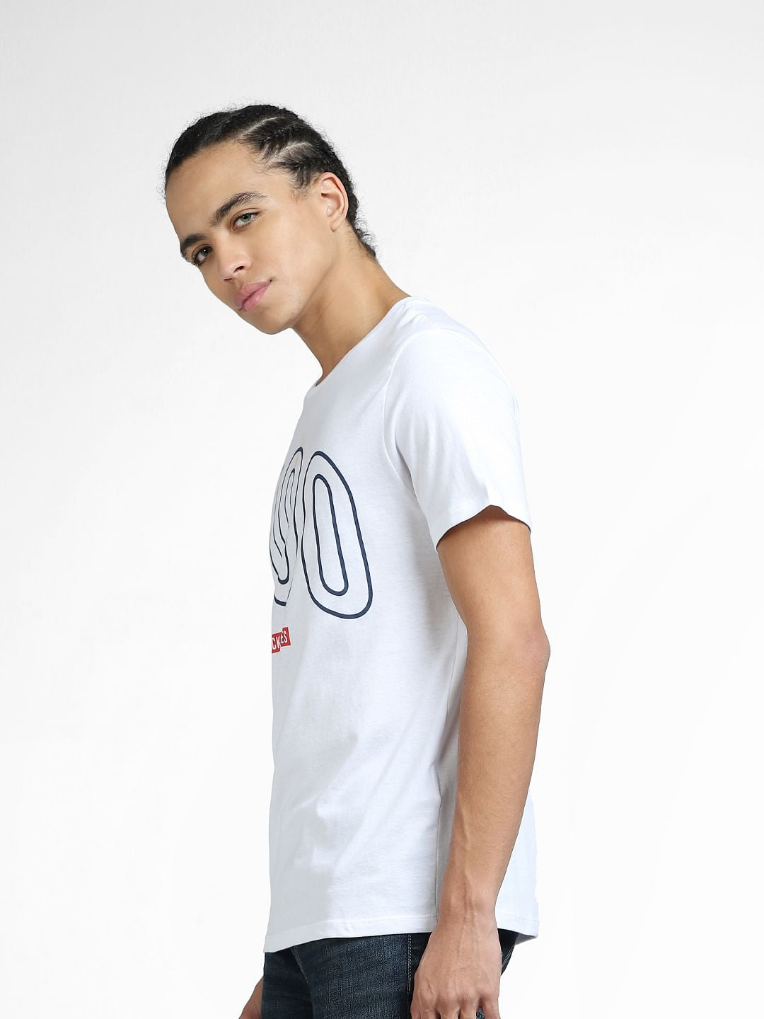 White Logo Print Crew Neck T-shirt