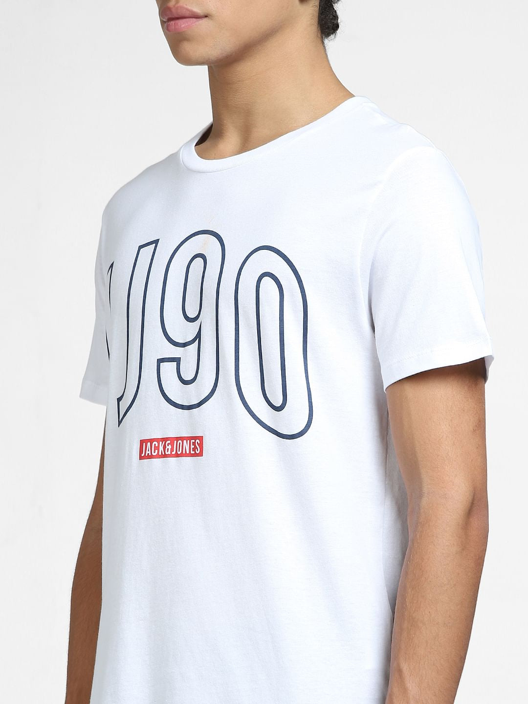 White Logo Print Crew Neck T-shirt