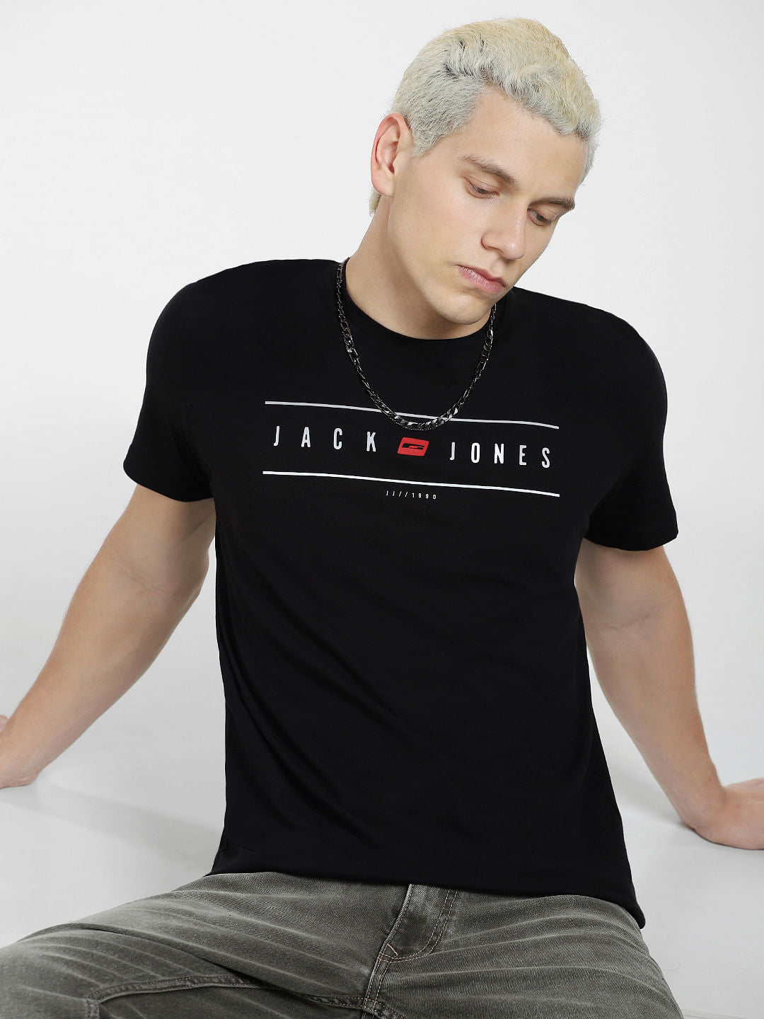 Black Logo Print Crew Neck T-shirt