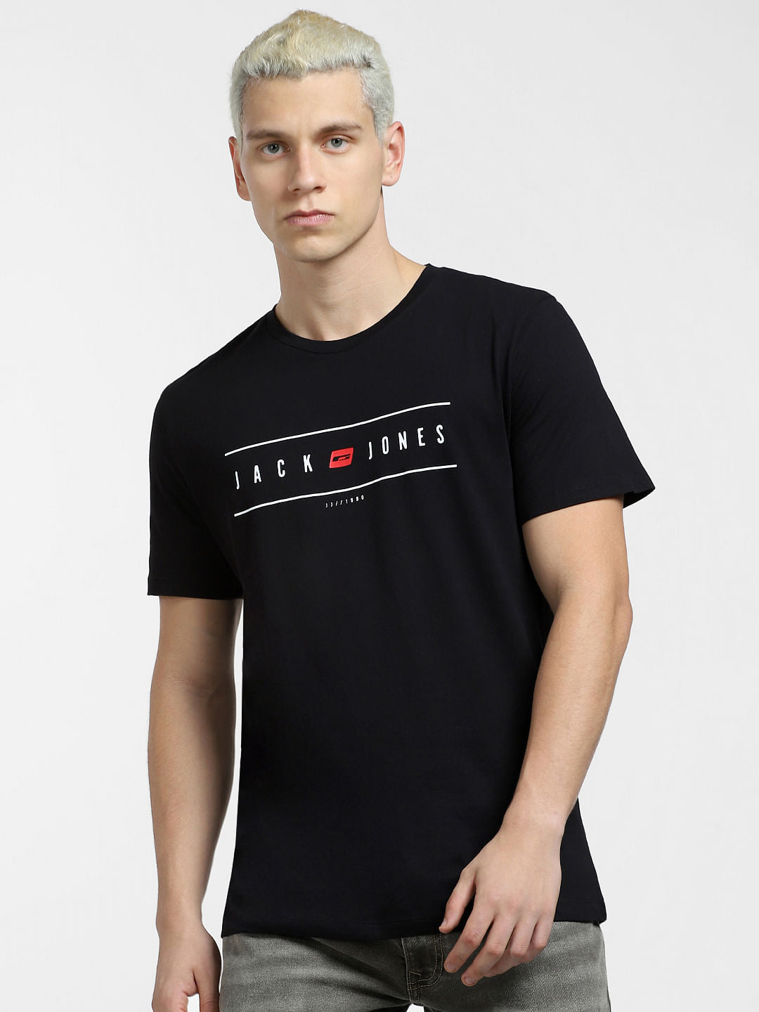 Black Logo Print Crew Neck T-shirt