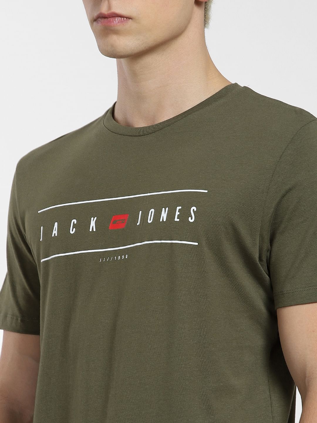 Green Logo Print Crew Neck T-shirt