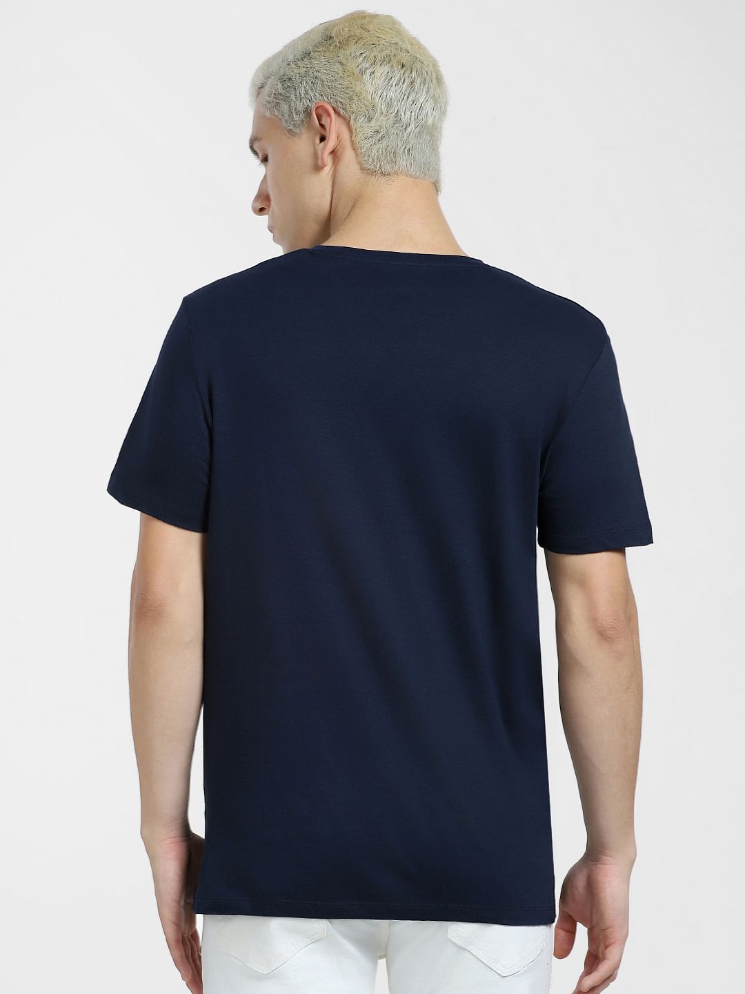 Blue Logo Print Crew Neck T-shirt