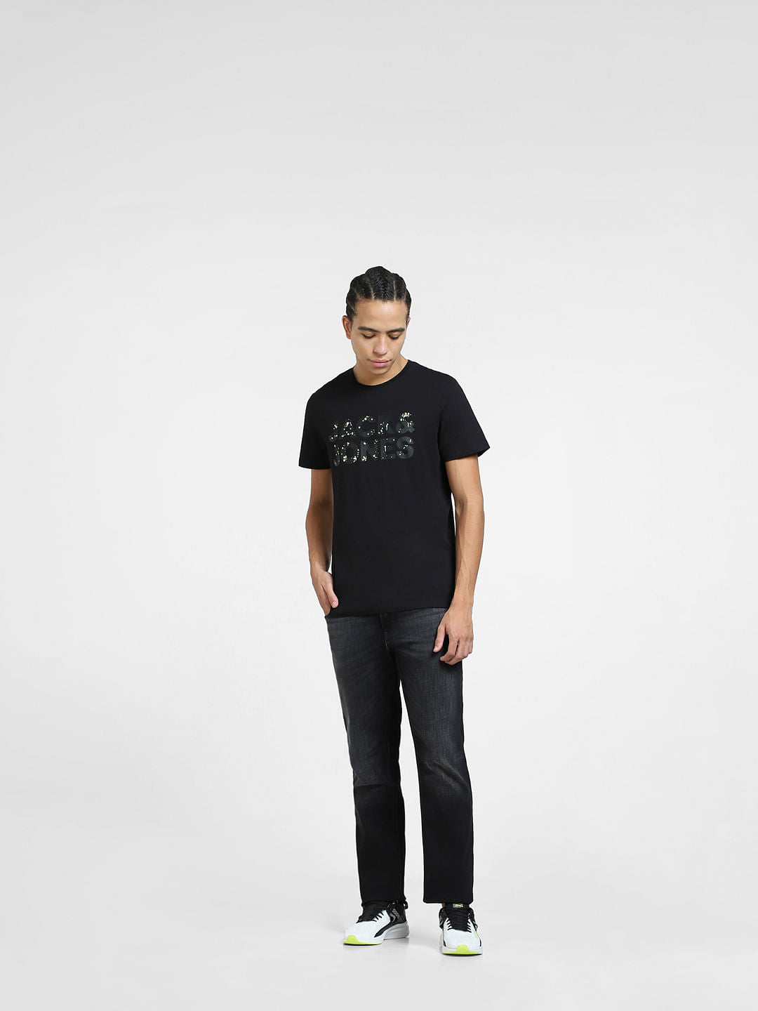Black Logo Print Crew Neck T-shirt