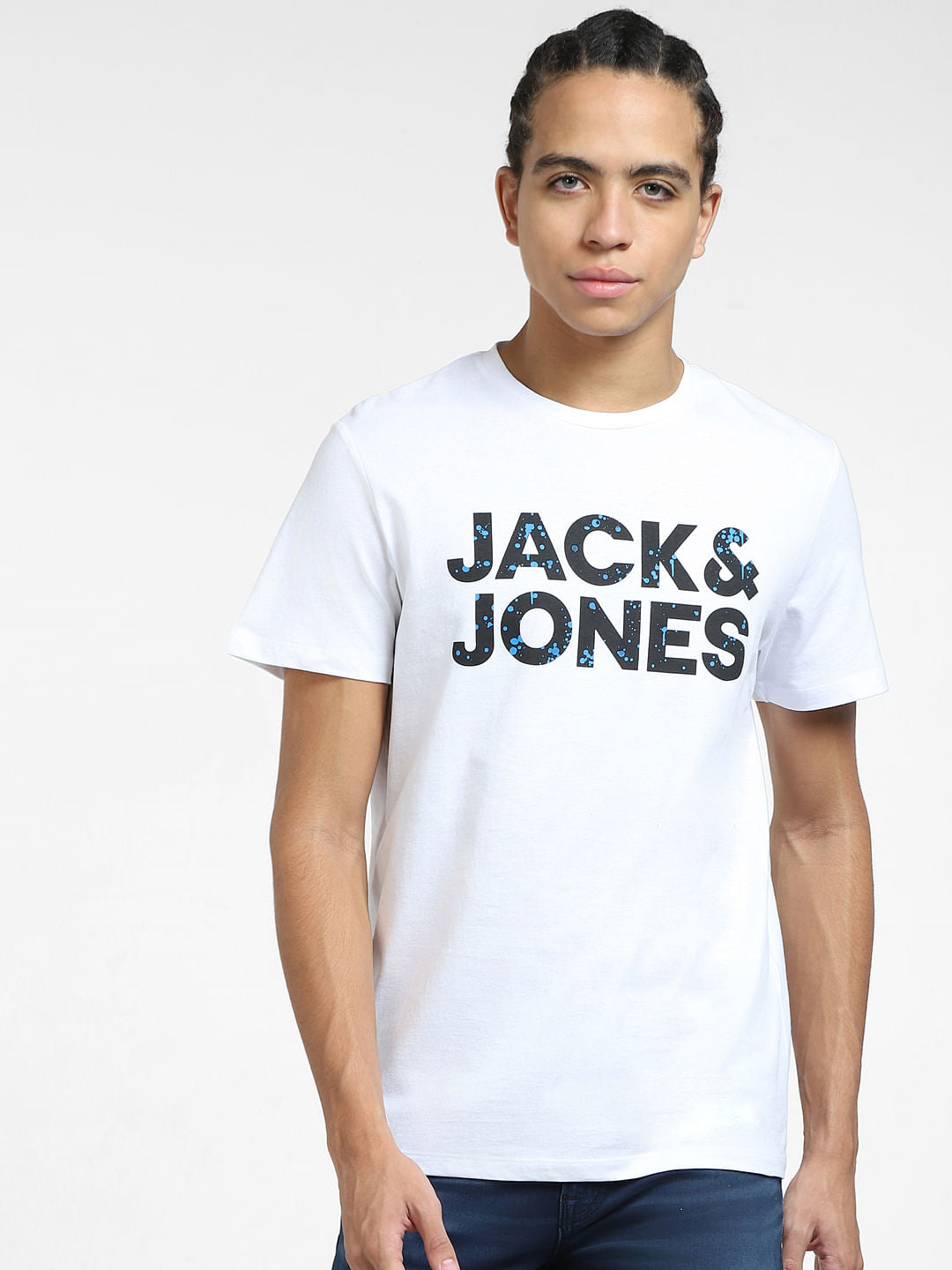 White Logo Print Crew Neck T-shirt